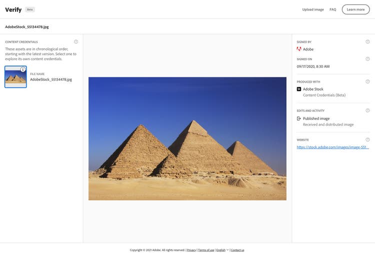 Screenshot of Verify Website.