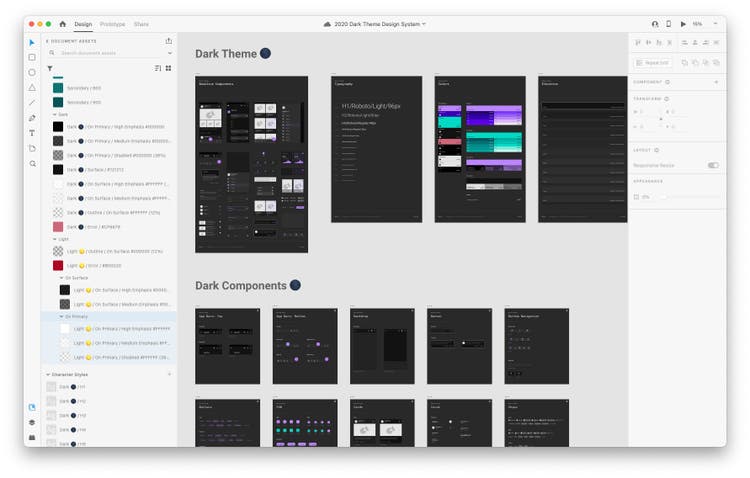 Screen shot of Dark theme in Creative Cloud Libraries.