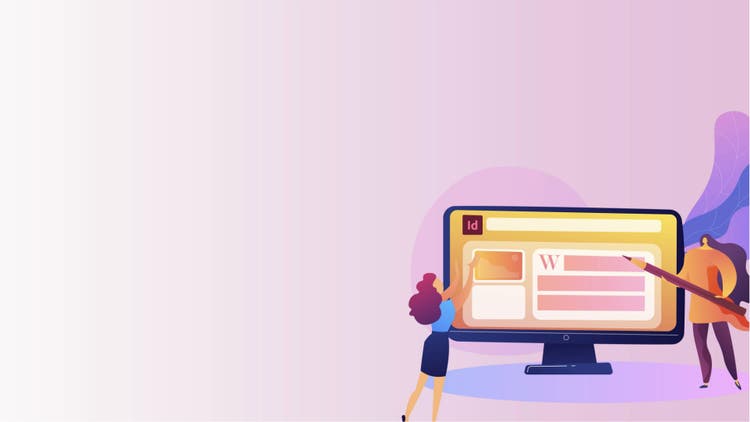 Illustration of Indesign on a computer screen.