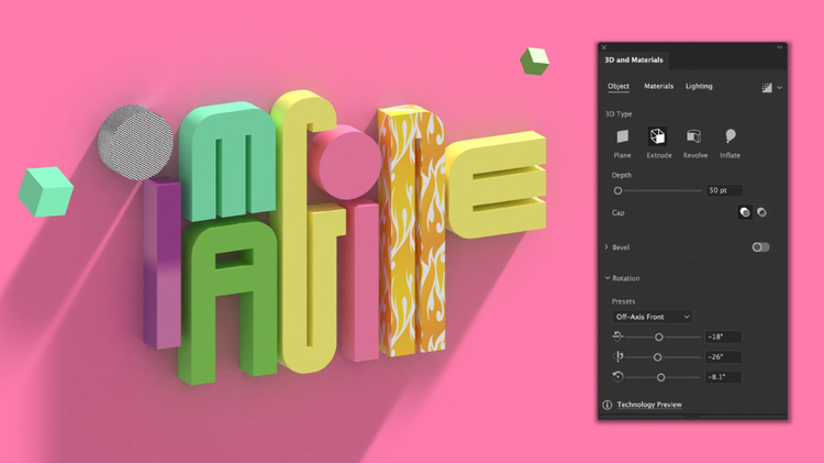 Imagine illustration on 3D effects in Illustrator