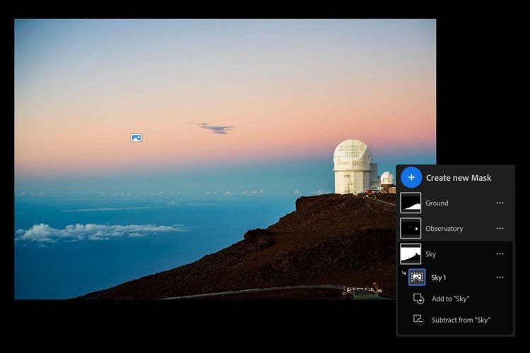 Screenshot of selective adjustment tools.