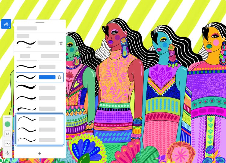 Illustration of different Vector brushes.