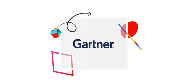 Gartner logo with abstract art.