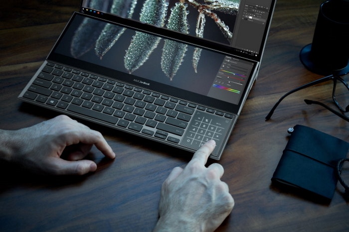 Person working on a laptop.