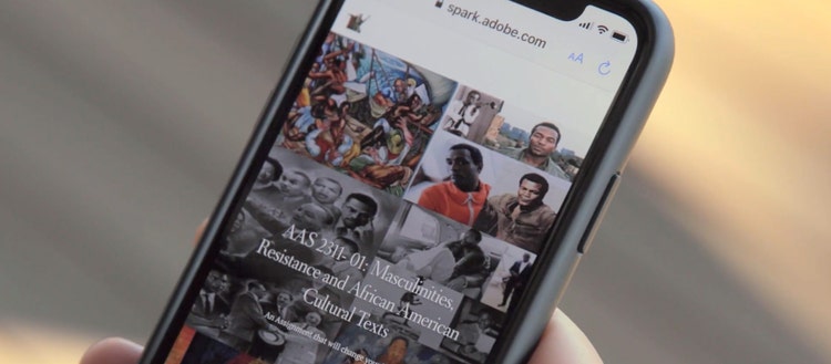Cell phone screen open to Adobe Spark.