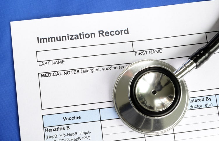Immunization record of vaccination.