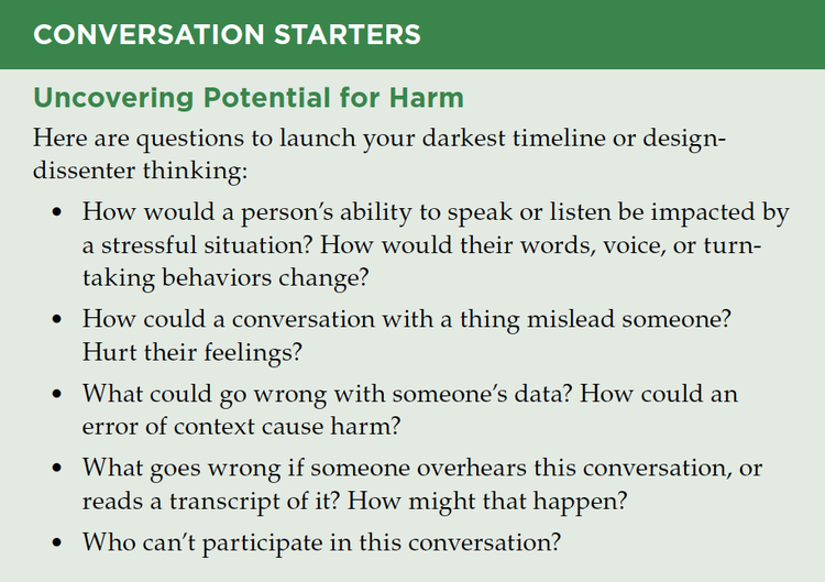 Conversation Starters for Uncovering potential for harm. 