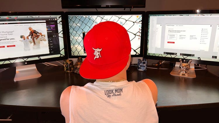 Designer Ryan Hudson-Peralta at his desk.