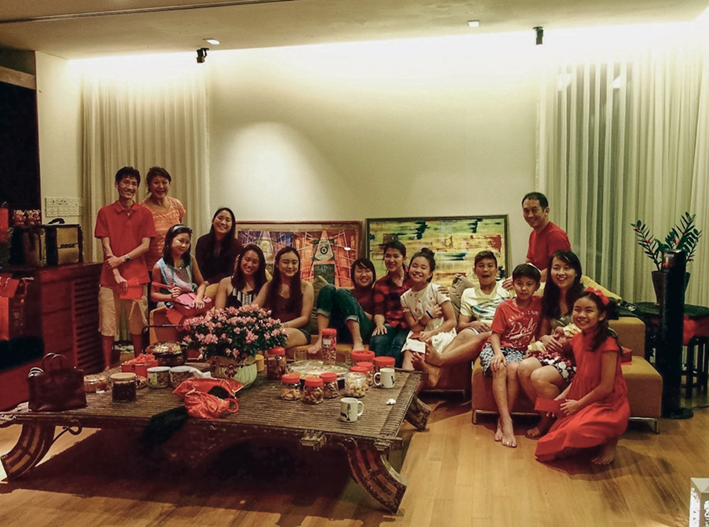 Photograph of Nicole Ng with her family celebrating Lunar New Year.