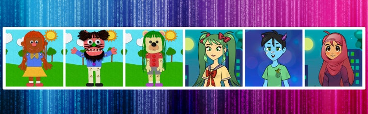 Film strip of new puppets created from Puppet Maker.