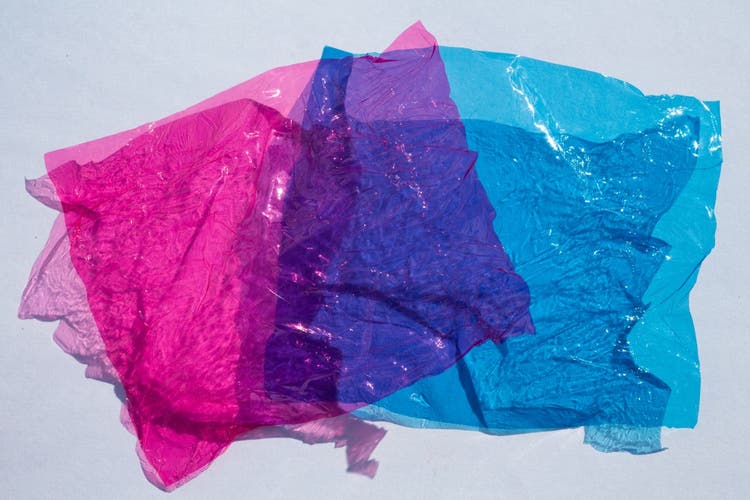 Colorful crumpled piece of paper.