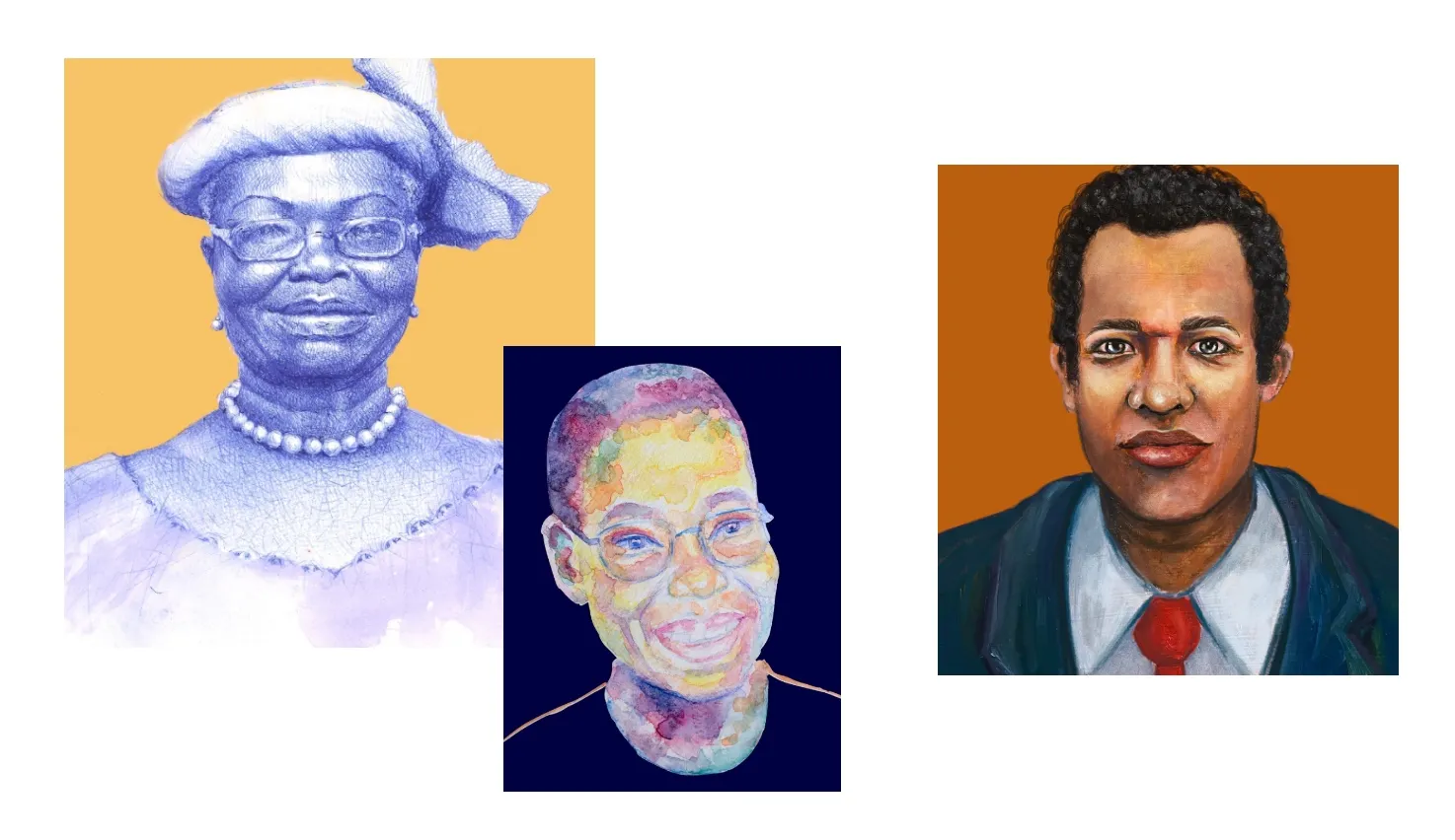 Three  portraits of Black historical figures.