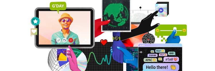 illustration of people using technology