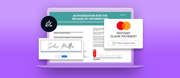 Digital image of an instant claim payment and e-signature.