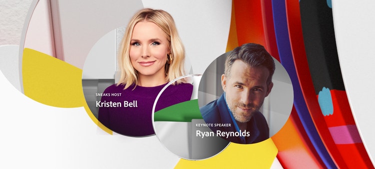 Sneaks Host Kristen Bell and Keynote Speaker Ryan Reynolds. 