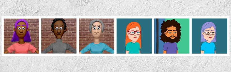 Image of animated avatars from Adobe Character Animator.