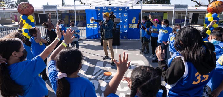 Peaceful Warriors program at an elementary school with children.
