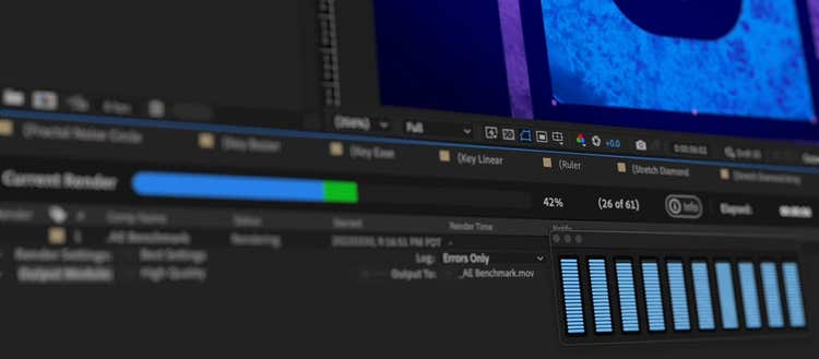 Close up of the features on After Effects.