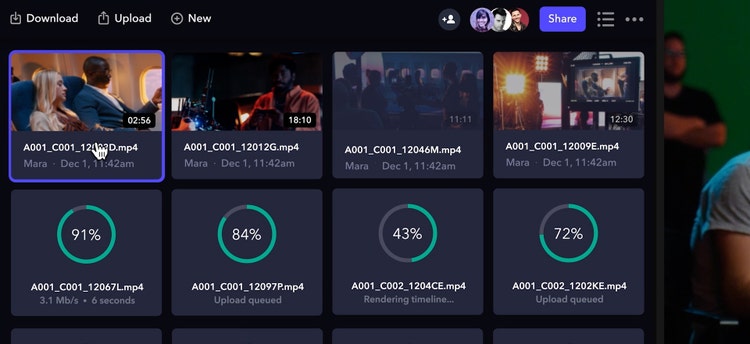 Screen shot of features of Frame.io for Creative Cloud .