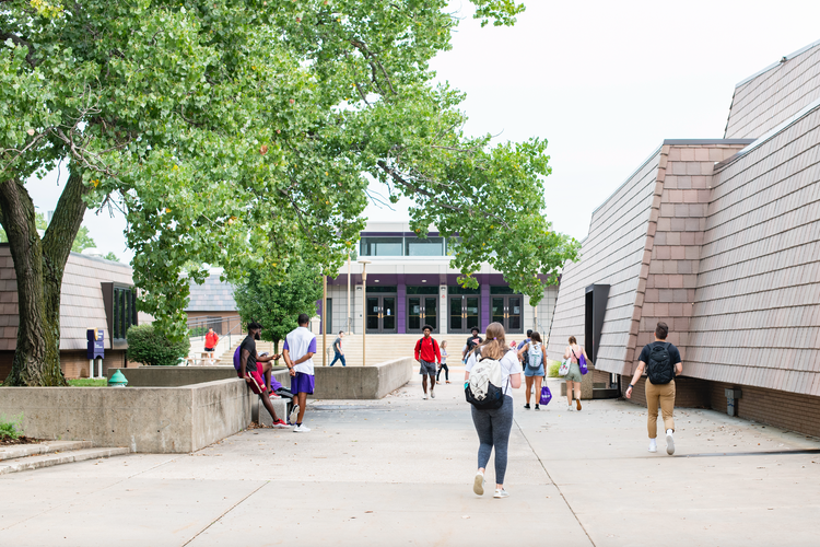 Students walking through the Butler Community College campus. 