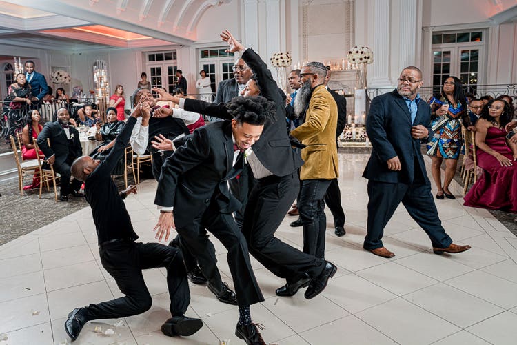 Garter toss fumble.