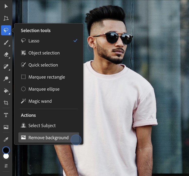Image using the Remove background tool on Photoshop for iPad.