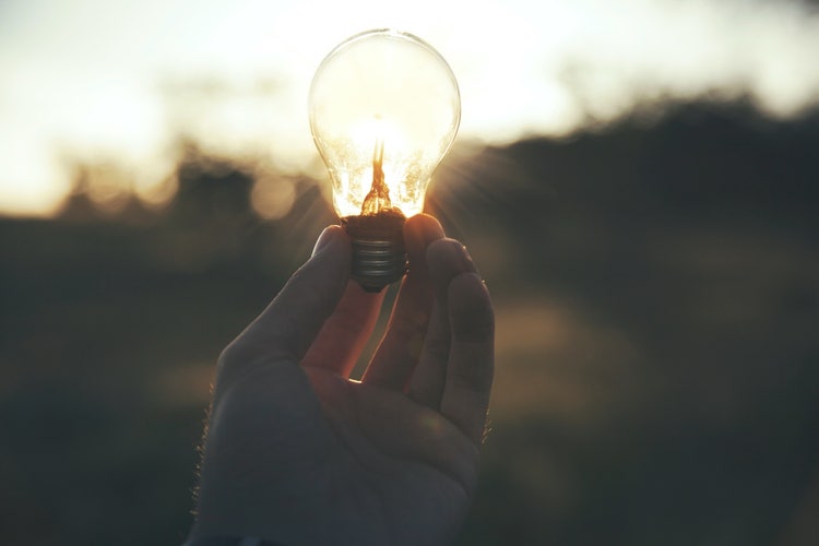 Image of a hand holding a lightbulb.
