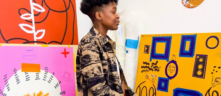 women looking at art