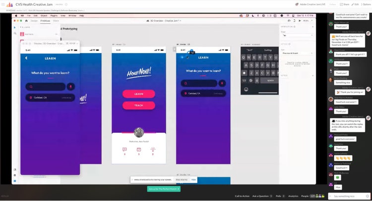 Participants learn new design and prototyping skills in the CVS Health virtual Creative Jam session.