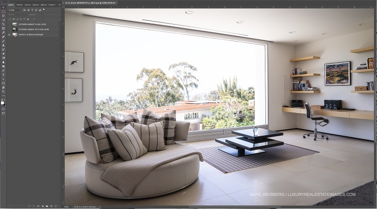 An interior real estate photograph demonstrates the problem with outdoor overexposure when a window is in the background.