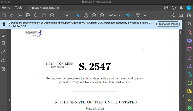 Certificate-based signatures, Adobe Acrobat