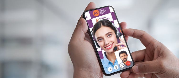 Image of a cell phone screen with the AU Small Finance Bank Limited