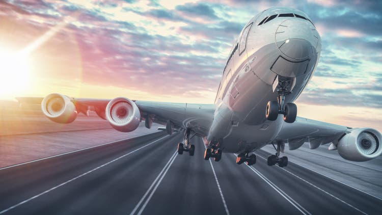 Image of a jet taking off.