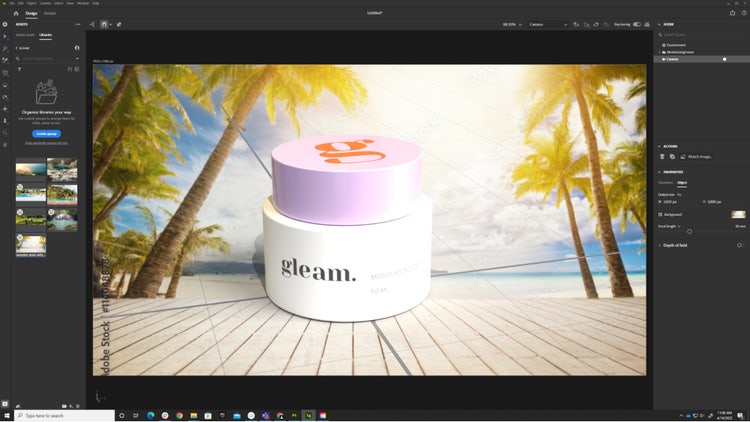 Screenshot using Stager to create a 3D design of a product.