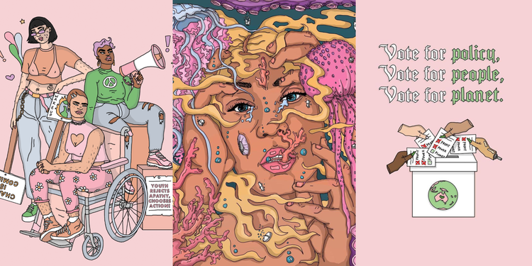 Creative montage of works by Ailie Banks