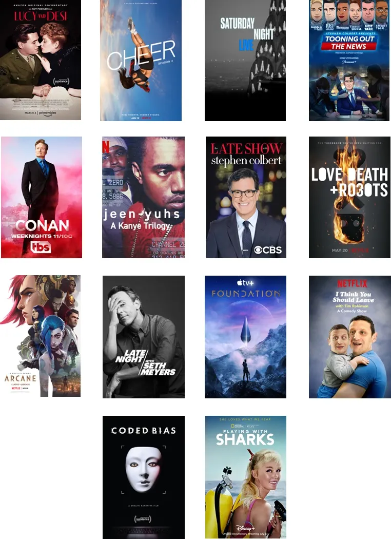 Posters of all the Emmy Award nominated Adobe Creative Cloud projects.
