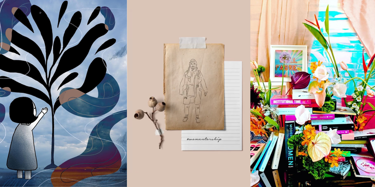 A collage of Adobe artist illustrations. 