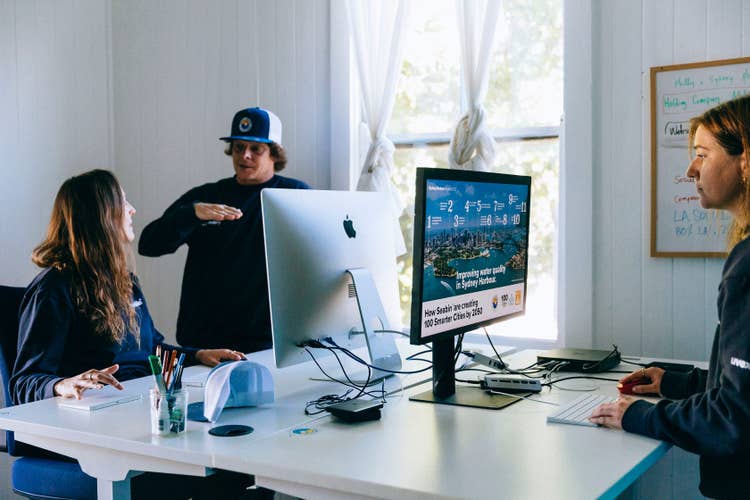 Seabin employees working on computers in Mullumbimby office