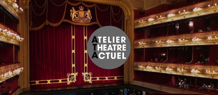 Image of a theater and Atelier Théâtre Actuel logo.