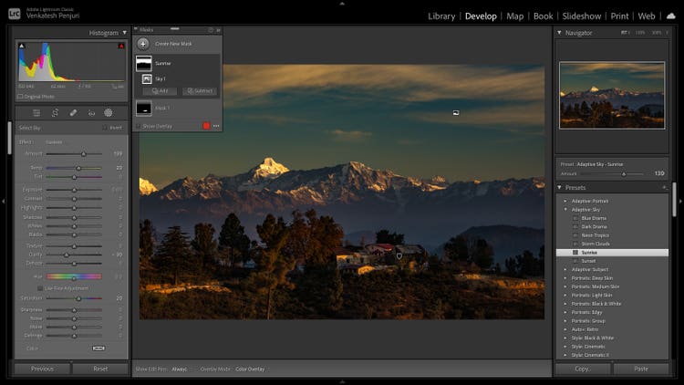 Swapped panels for Develop in Lightroom Classic.