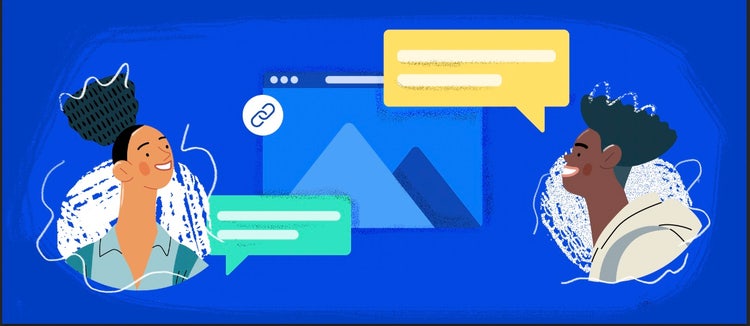 Illustration of two people collaborating.