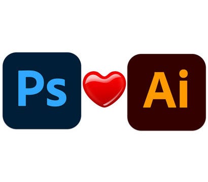 Photoshop hearts Illustrator.