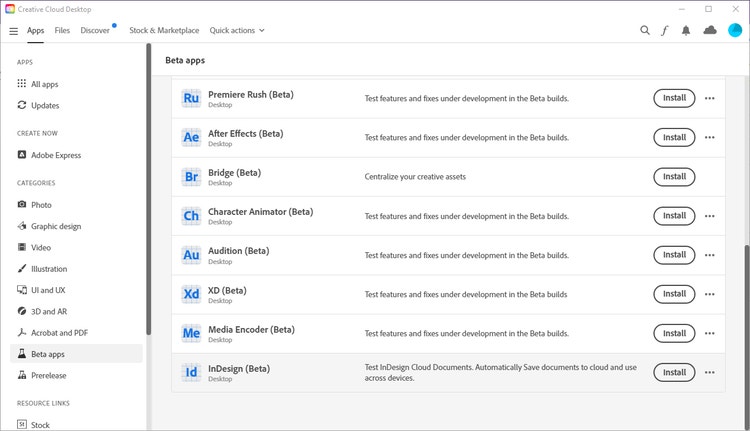 List of Beta apps.