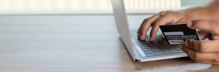 Shopping and online payment credit card.