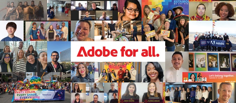 Collection of photos of Adobe's employee network members.