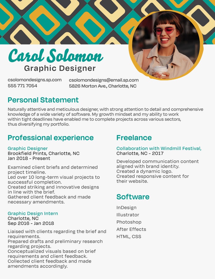 Adobe Express resume template