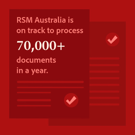 Infographic: 'RSM Australia is on track to process 70,000+ documents in a year.'