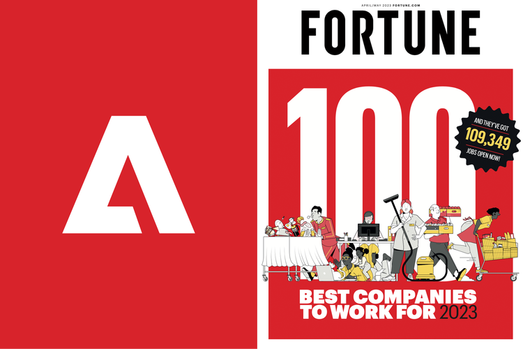 Adobe named 31 in Fortune 100 best companies to work for 2023.