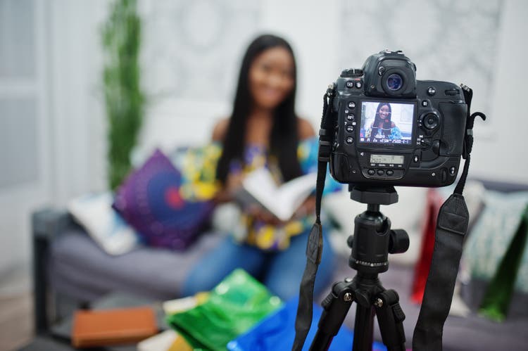 Woman creating digital content