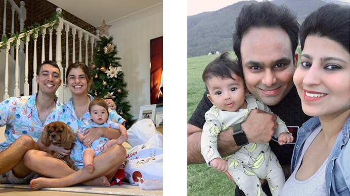 Images of a family.